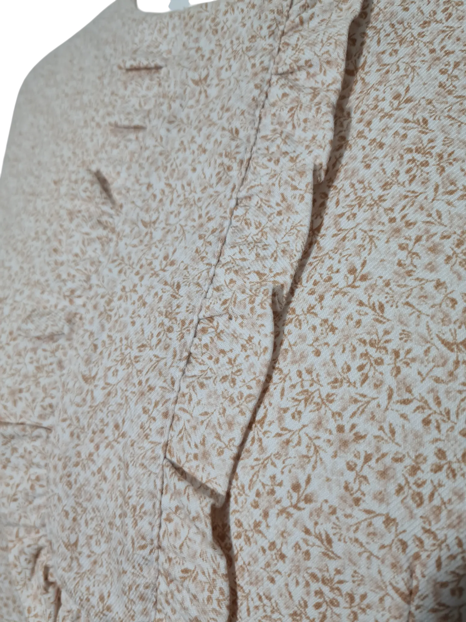 Blouse vintage fleurs beige cousue main T. 44 – manches bouffantes style années 80 Aucun fournisseur