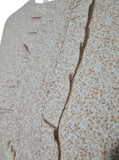 Blouse vintage fleurs beige cousue main T. 44 – manches bouffantes style années 80 Aucun fournisseur