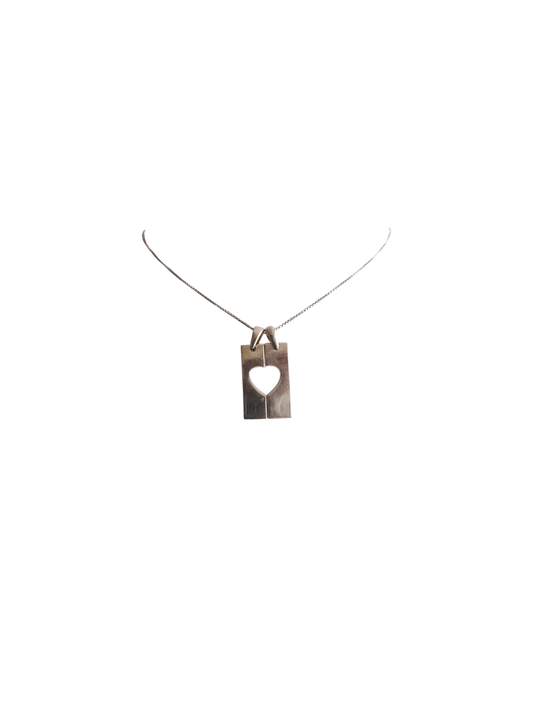 Collier argent 925 pendentif cœur moderne minimaliste
