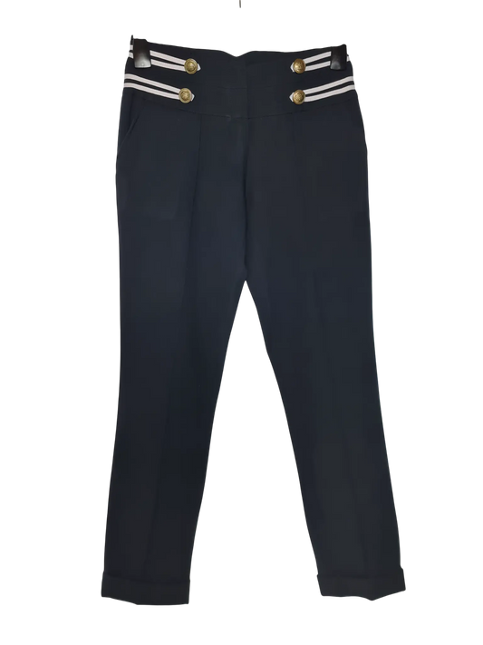 Pantalon marin taille haute Jus d’Orange vintage bleu marine T38