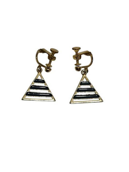 Boucles d’oreilles vintage clip doré triangle années 70