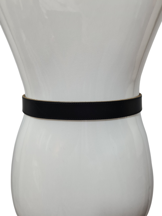 Ceinture noire en croûte de cuir vachette des années 80-90 - FRIPEO