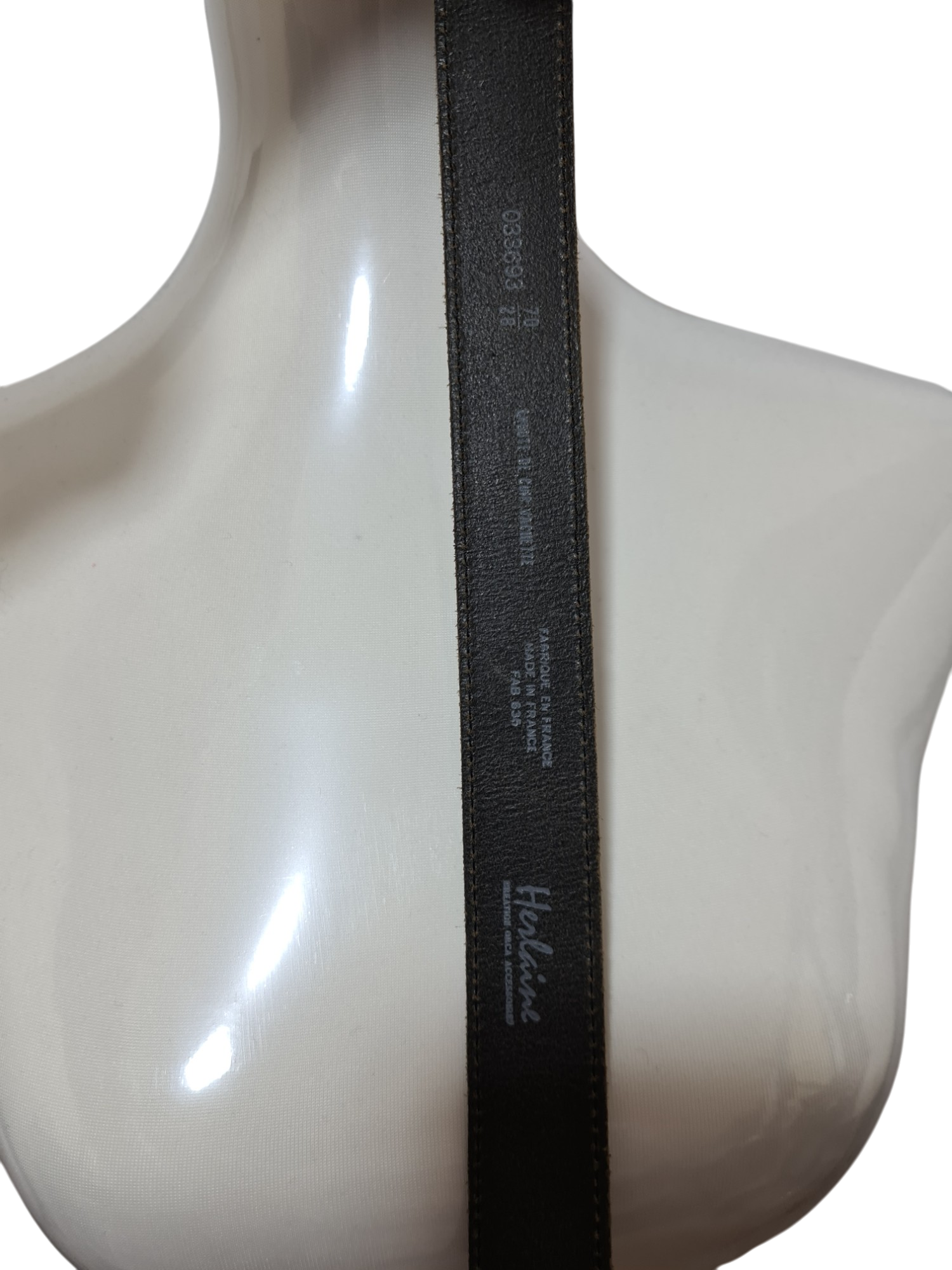 Ceinture noire en croûte de cuir vachette des années 80-90 - FRIPEO
