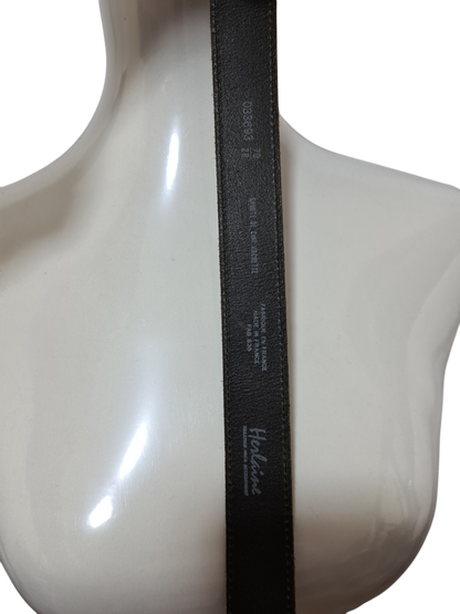 Ceinture noire en croûte de cuir vachette des années 80-90 - FRIPEO