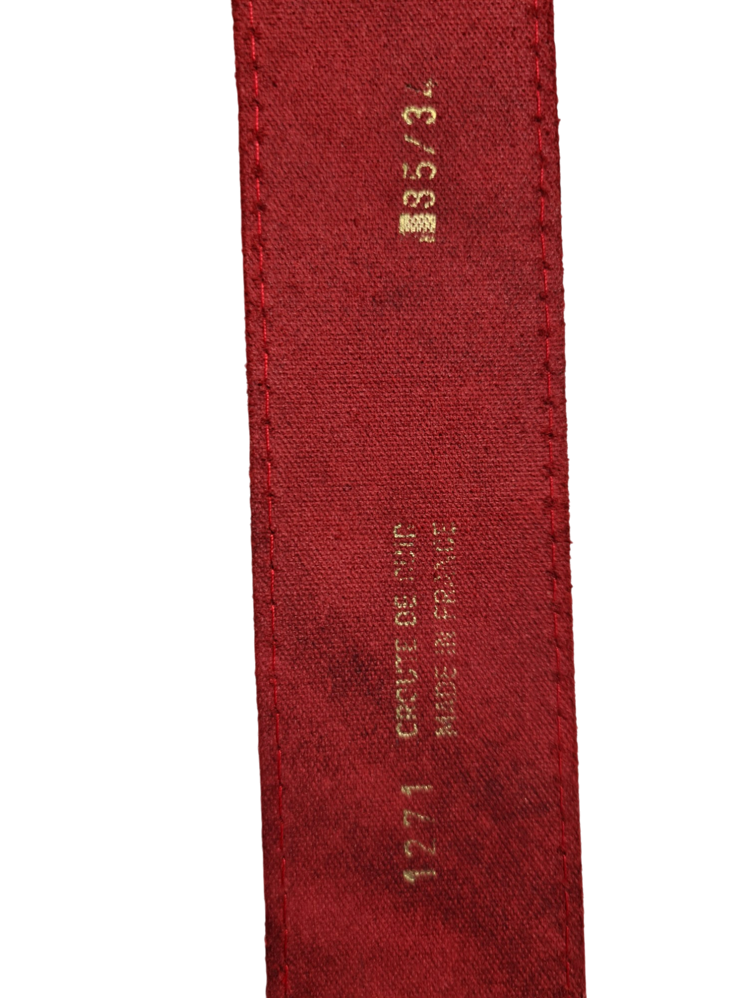 Ceinture rouge en croûte de cuir boucle torsadée des années 90 - FRIPEO