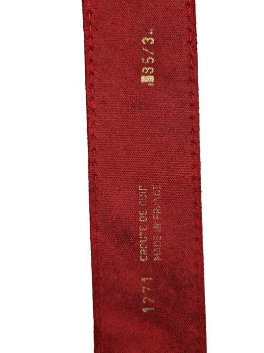 Ceinture rouge en croûte de cuir boucle torsadée des années 90 - FRIPEO
