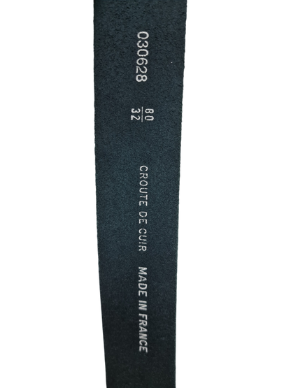 Ceinture bleue marine en croûte de cuir des années 80-90 - FRIPEO