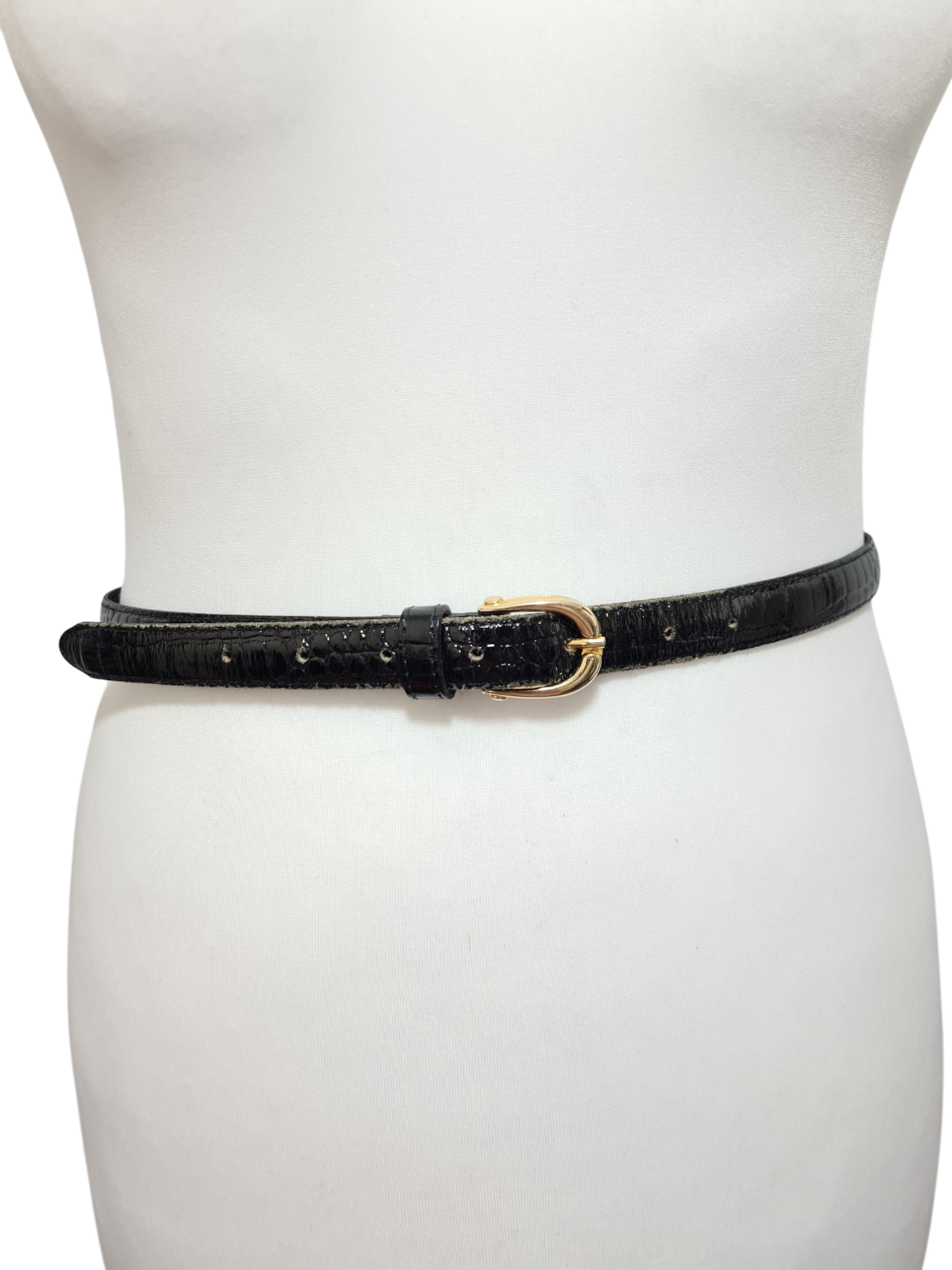 Ceinture noire en croûte de cuir vachette des années 90 - FRIPEO