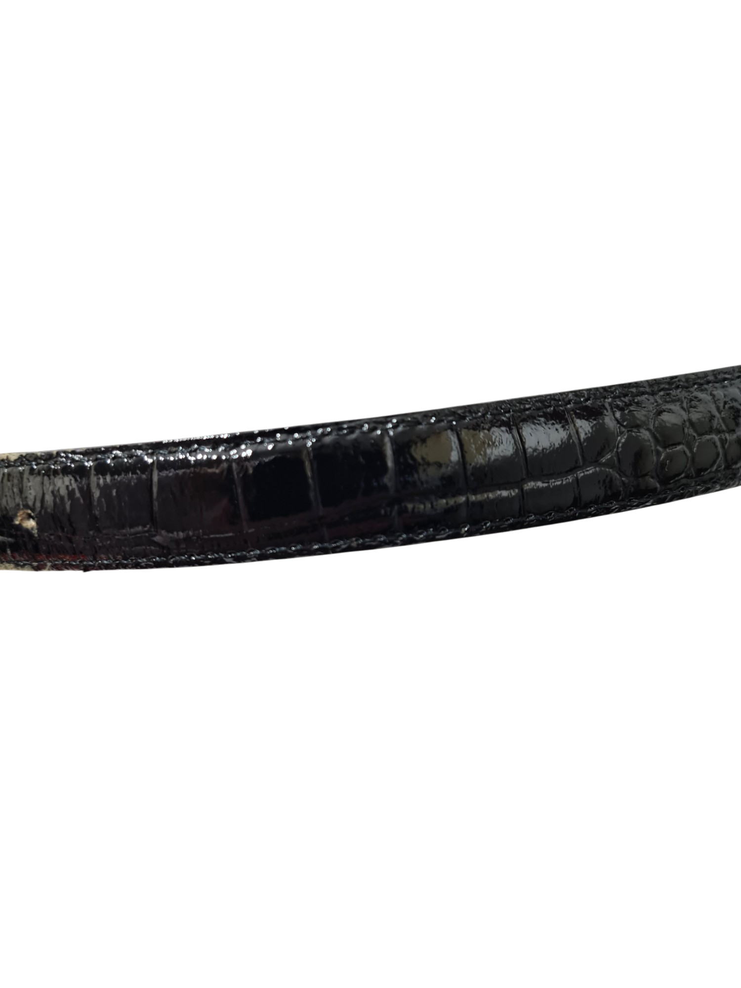 Ceinture noire en croûte de cuir vachette des années 90 - FRIPEO