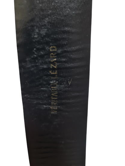 Ceinture large noire en cuir de lézard des années 80 - FRIPEO