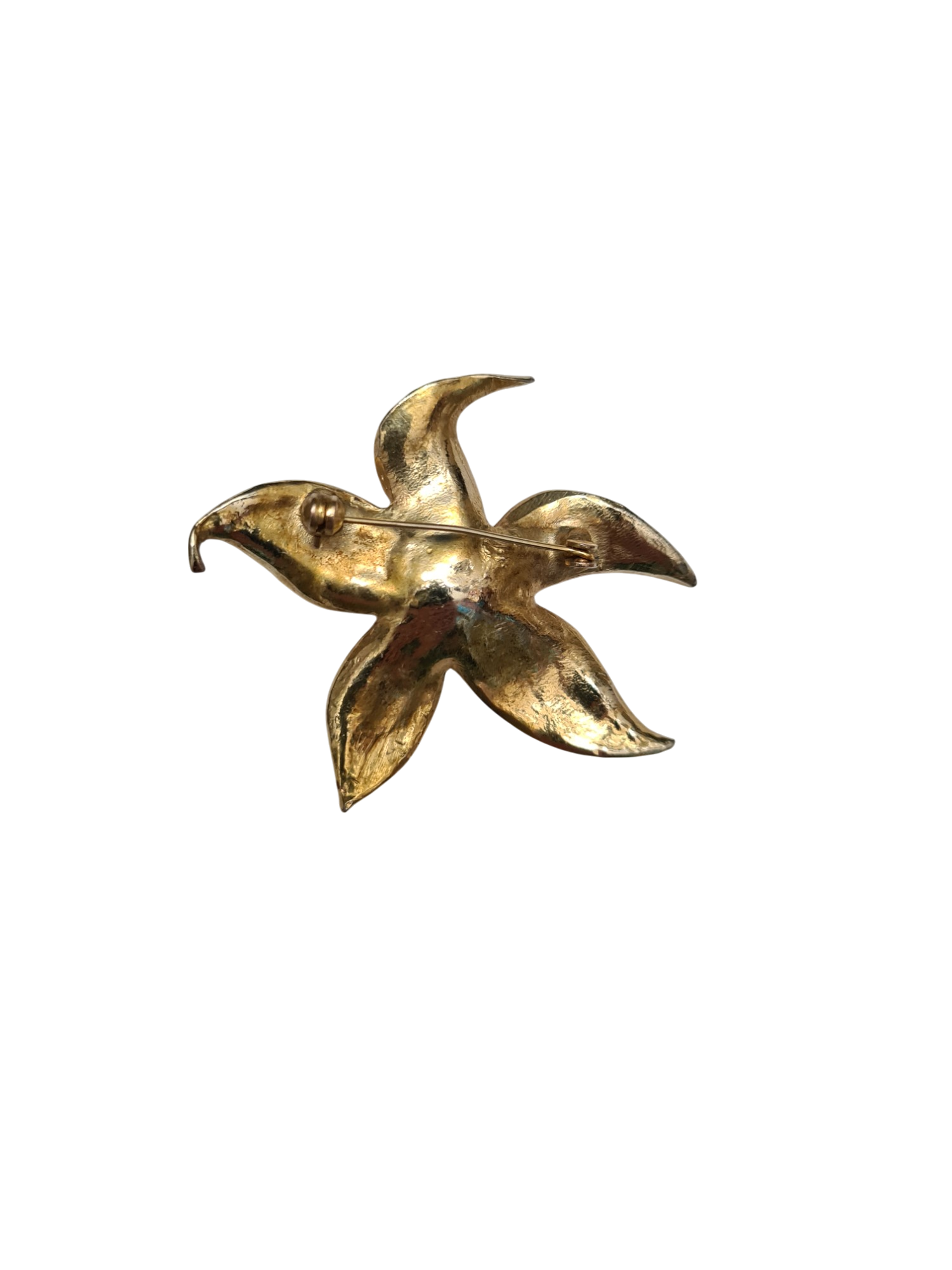Broche fleur émaillée avec perle et strass des années 60/70 Brocante