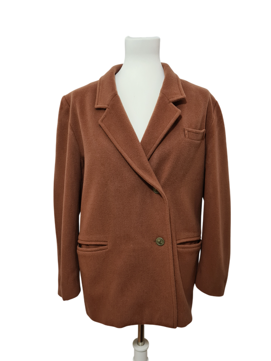 Manteau oversize camel en laine des années 80-90 Brocante