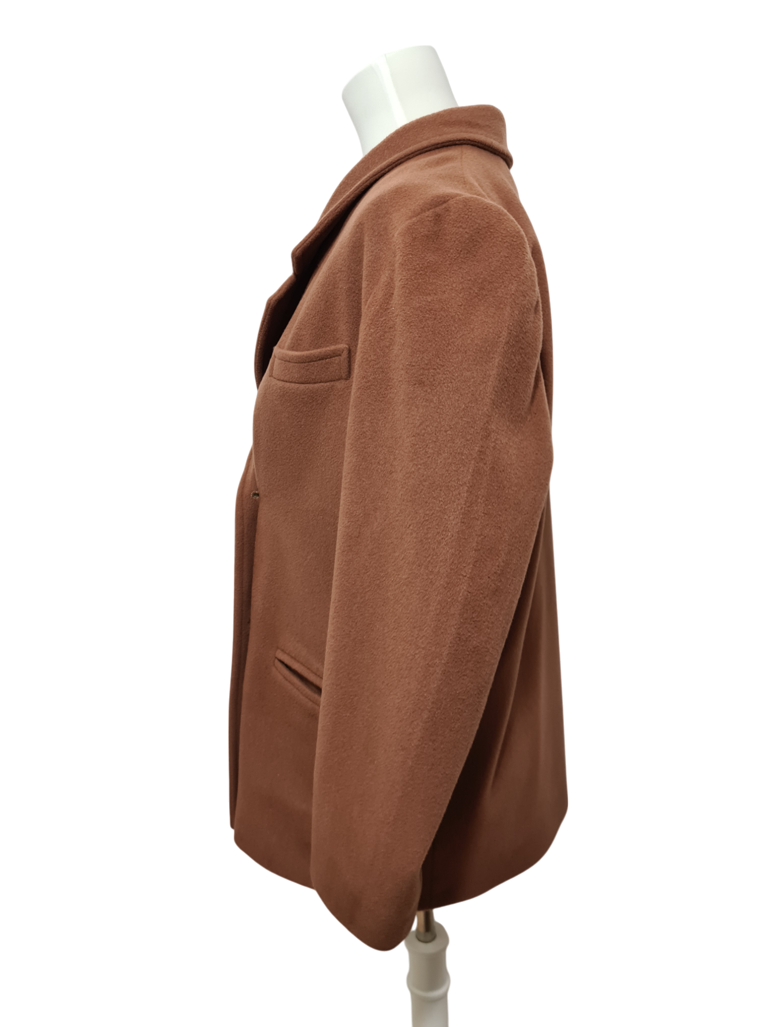 Manteau oversize camel en laine des années 80-90 Brocante