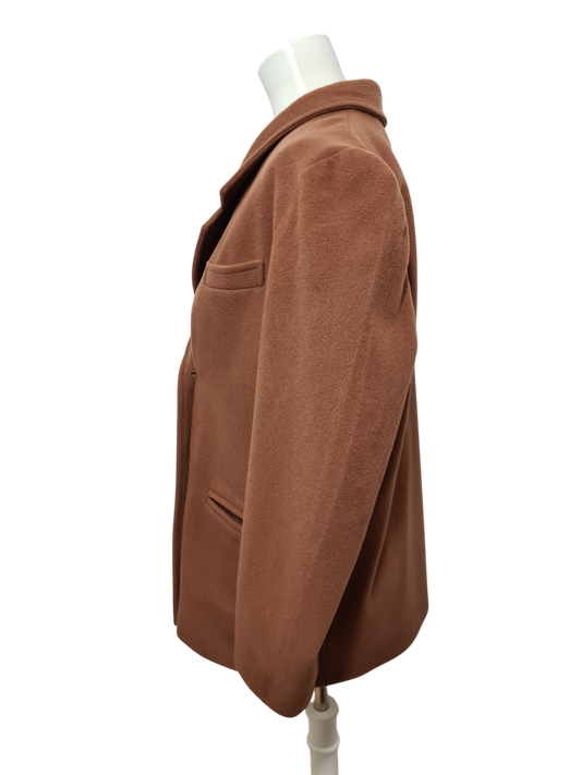 Manteau oversize camel en laine des années 80-90 Brocante