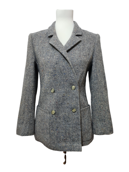 Veste grise croisée en laine vierge des années 70-80 Brocante