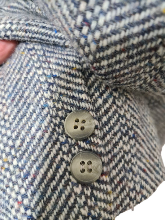 Veste grise croisée en laine vierge des années 70-80 Brocante