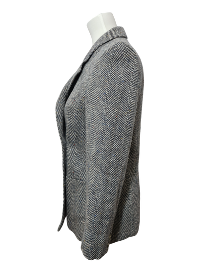 Veste grise croisée en laine vierge des années 70-80 Brocante