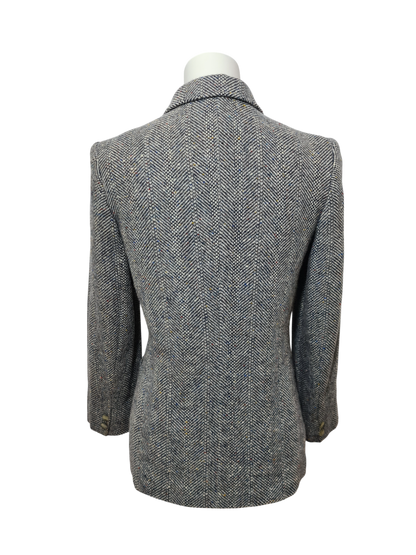 Veste grise croisée en laine vierge des années 70-80 Brocante