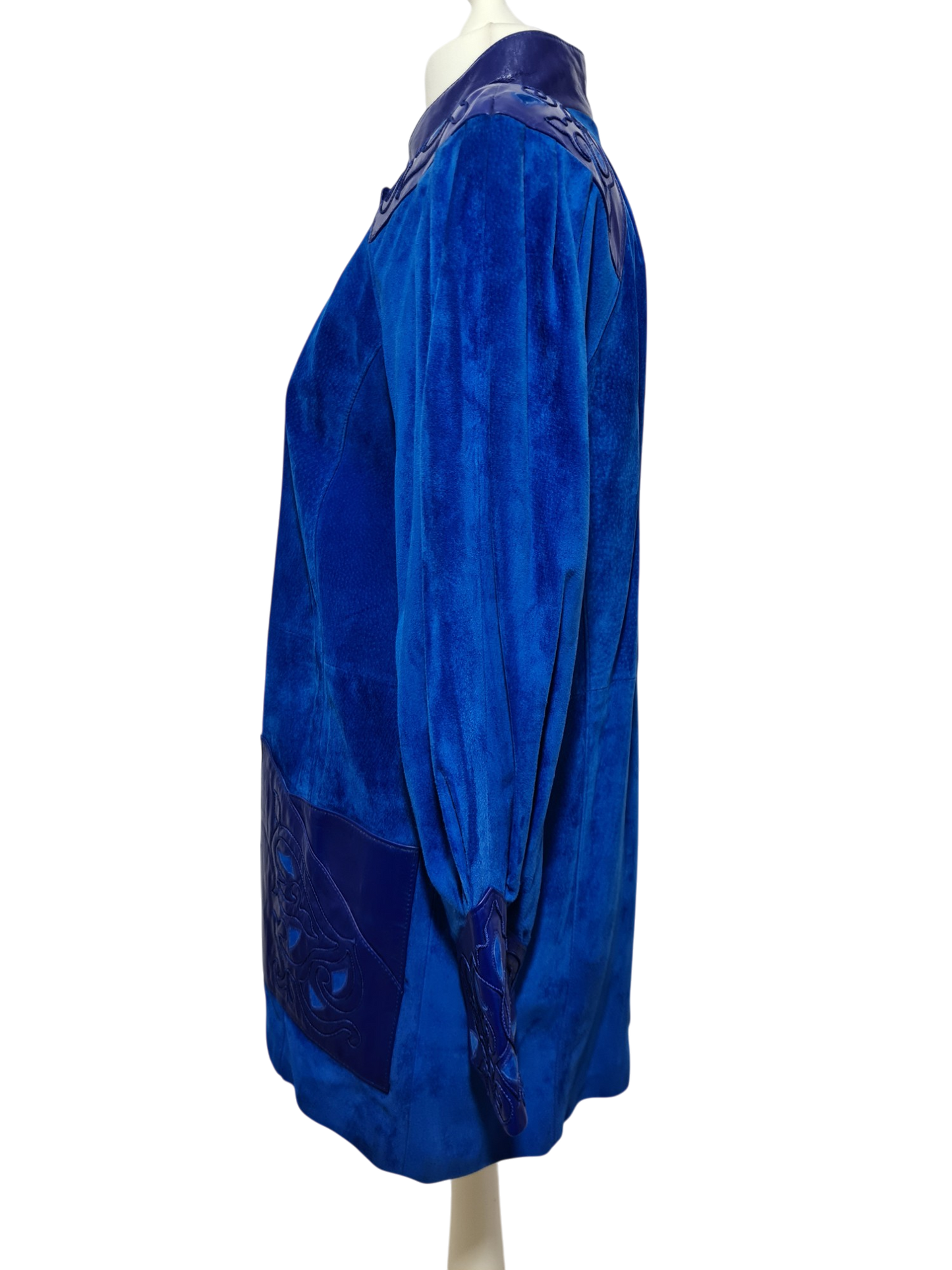 Ensemble femme en cuir bleu électrique des années 80 EMMAUS