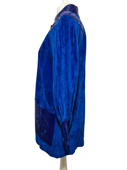 Ensemble femme en cuir bleu électrique des années 80 EMMAUS