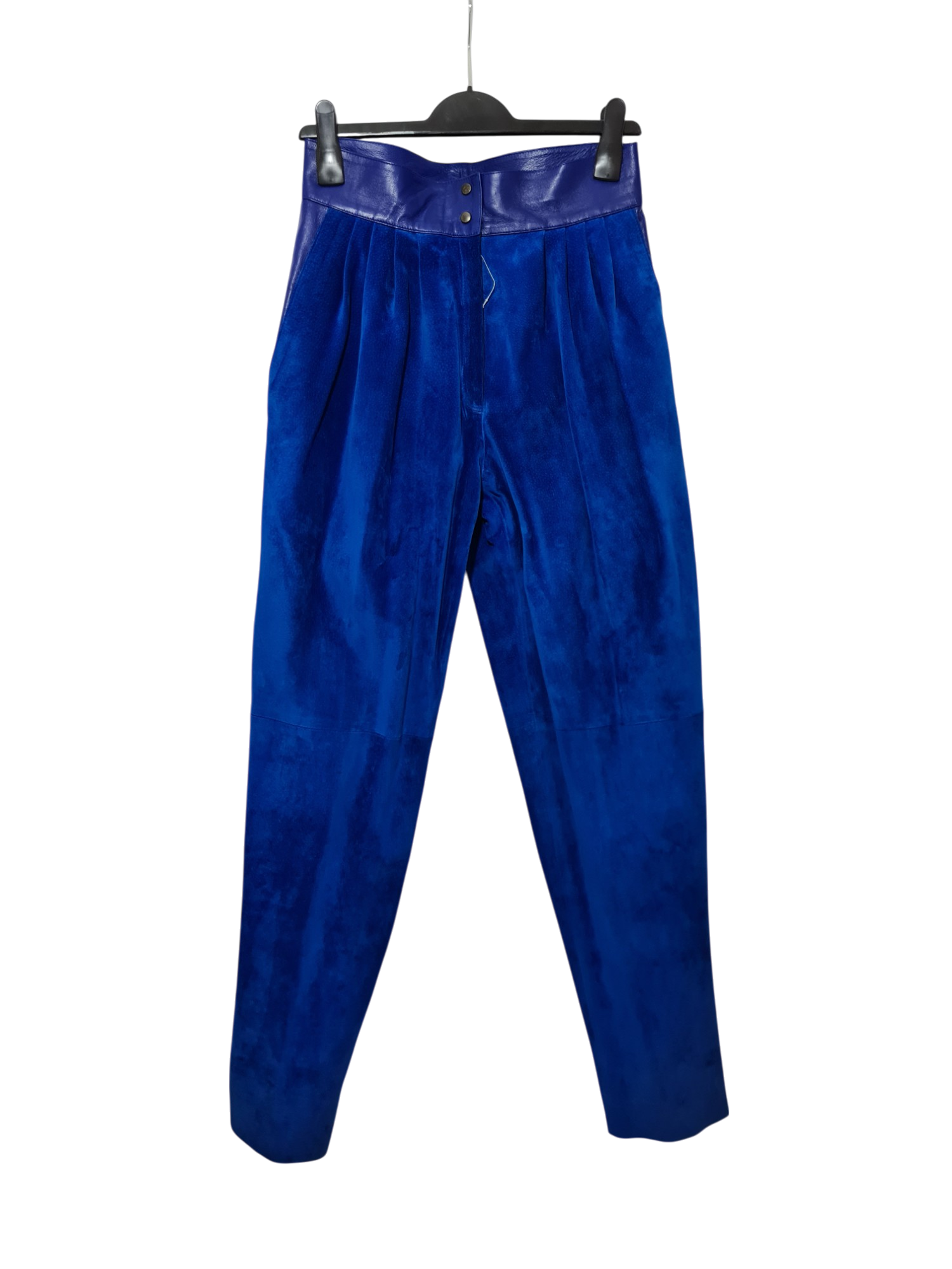 Ensemble femme en cuir bleu électrique des années 80 EMMAUS