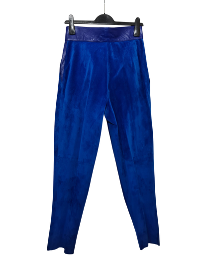 Ensemble femme en cuir bleu électrique des années 80 EMMAUS