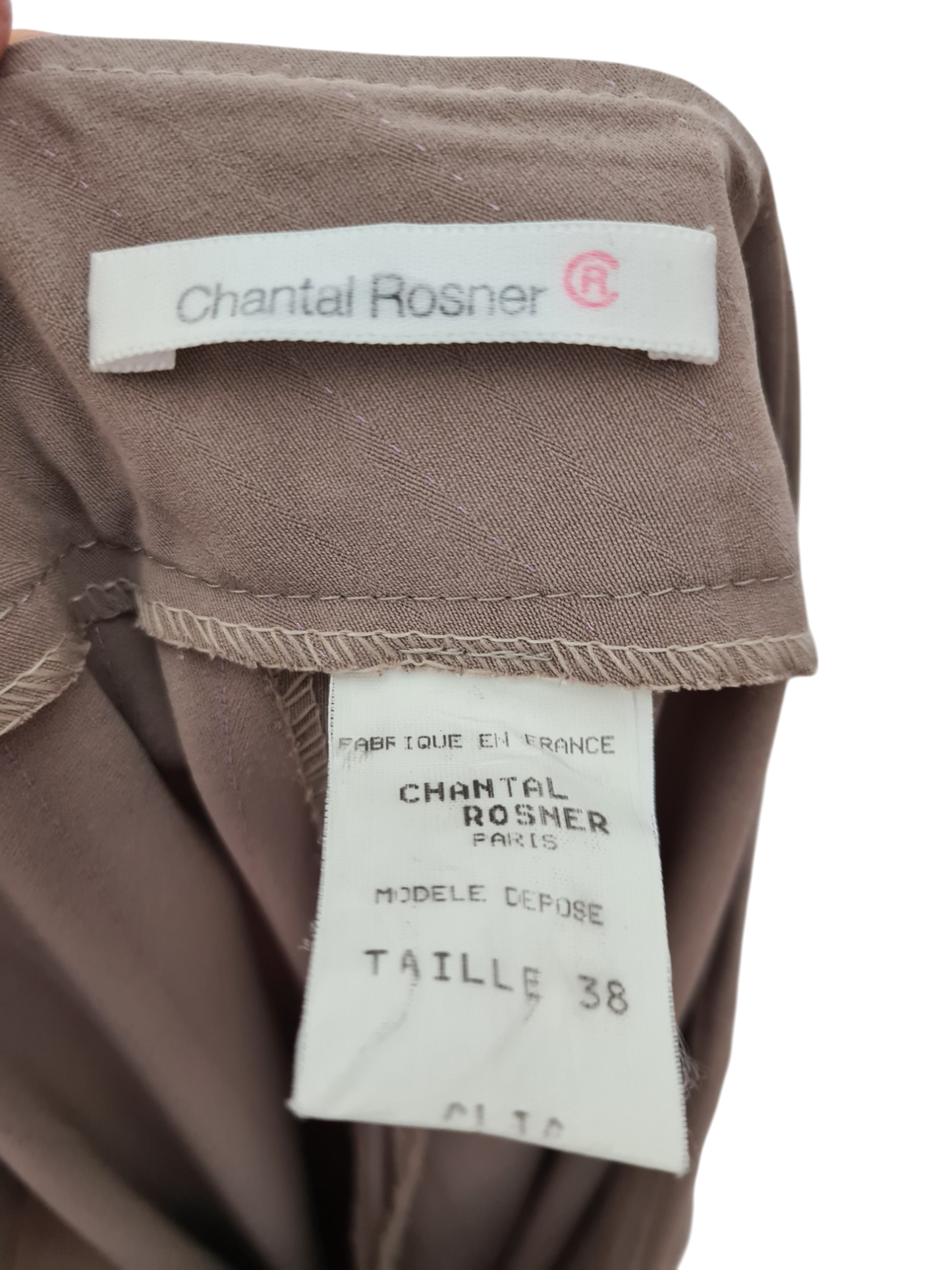 Tailleur veste et pantalon fluide taupe rosé des années 90-2000 EMMAUS