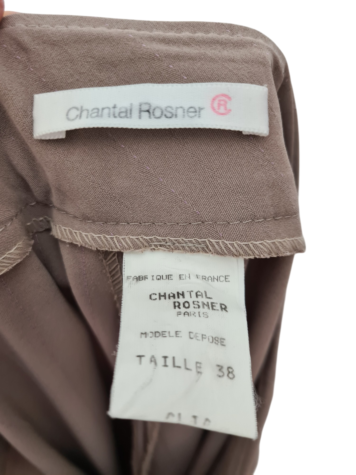 Tailleur veste et pantalon fluide taupe rosé des années 90-2000 EMMAUS