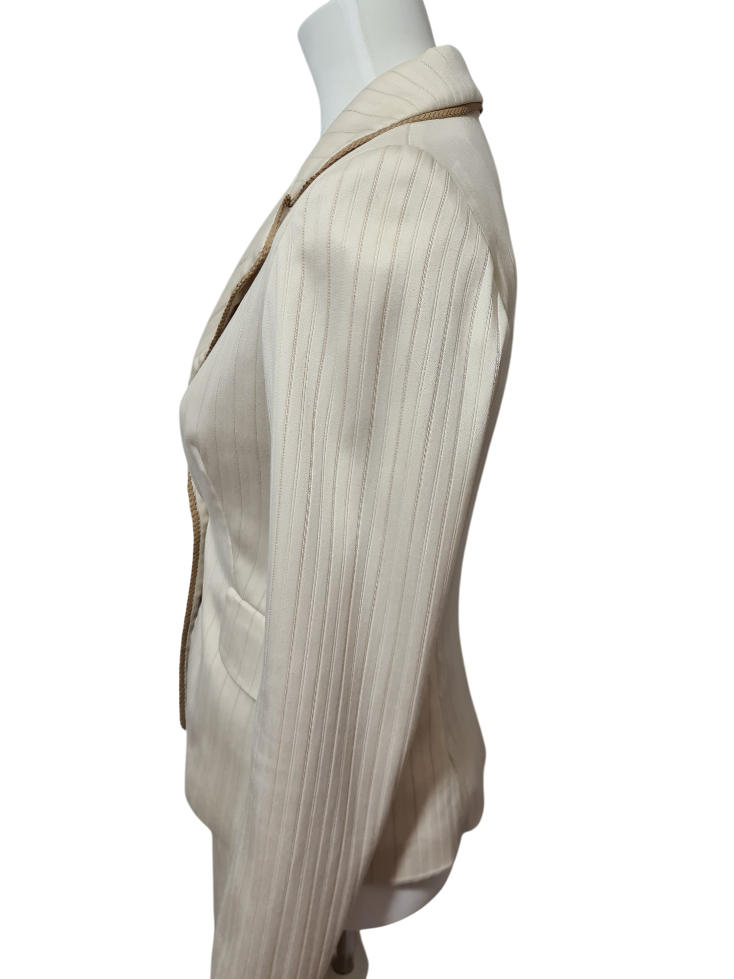 Tailleur veste pantalon rayé crème des années 2000 EMMAUS