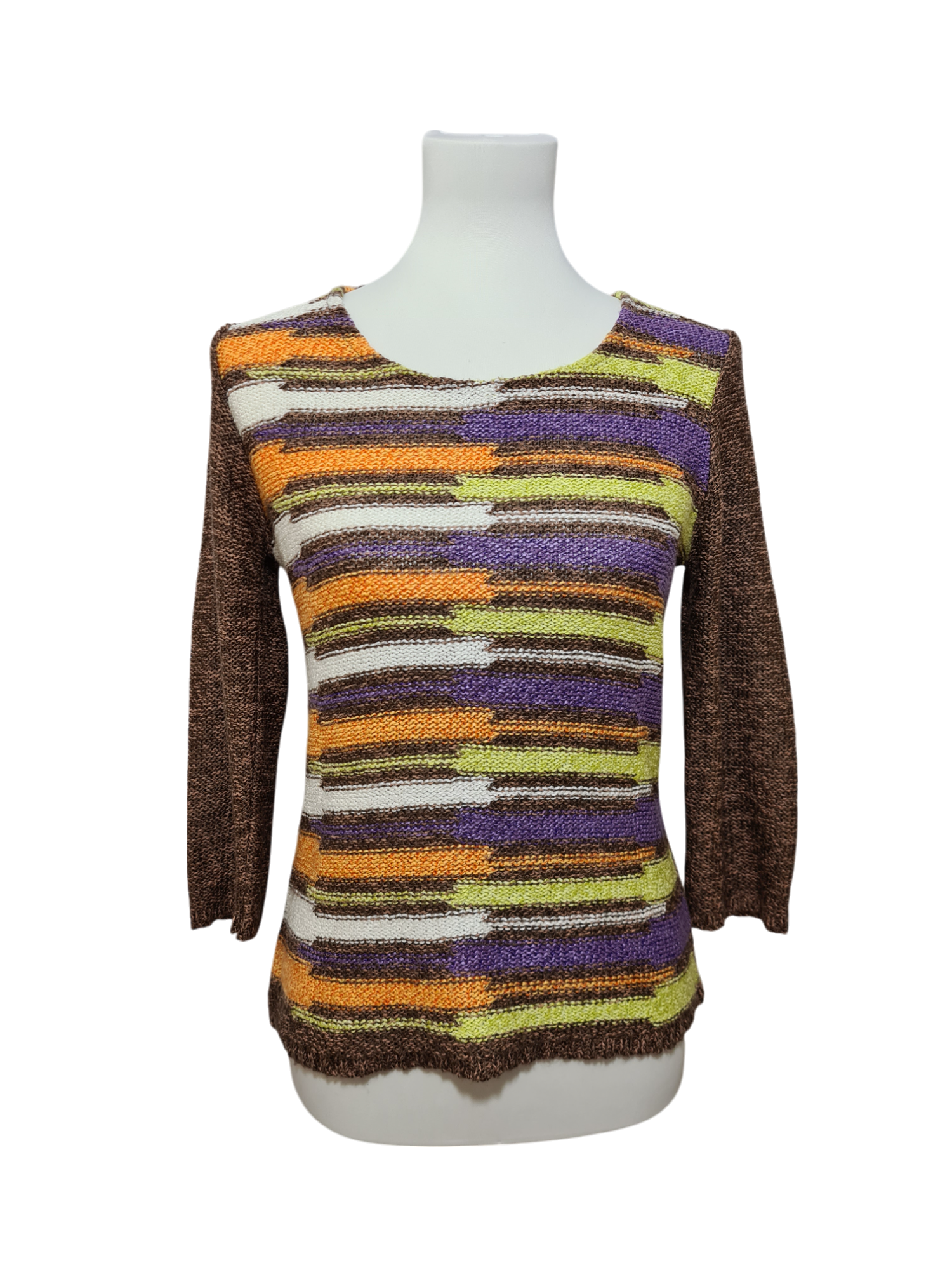 Pull en maille rayé manches 3/4 Armand Thiery des années 2000 EMMAUS