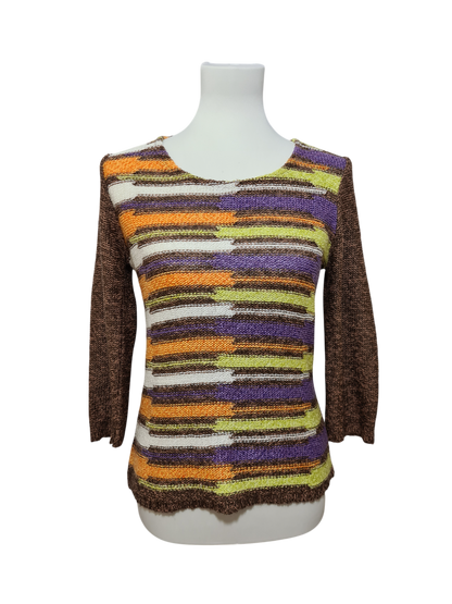 Pull en maille rayé manches 3/4 Armand Thiery des années 2000 EMMAUS