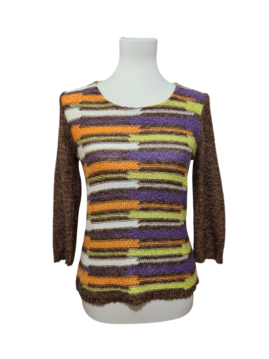 Pull en maille rayé manches 3/4 Armand Thiery des années 2000 EMMAUS