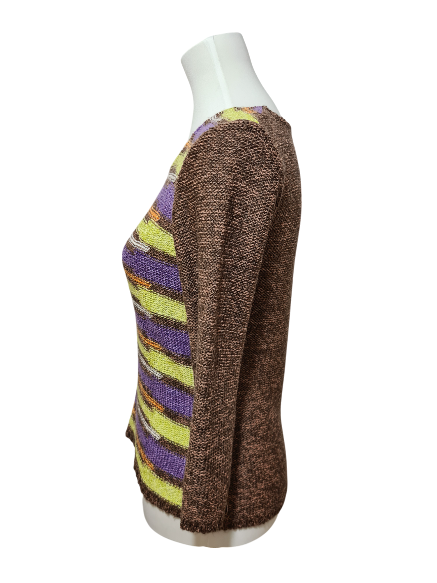 Pull en maille rayé manches 3/4 Armand Thiery des années 2000 EMMAUS