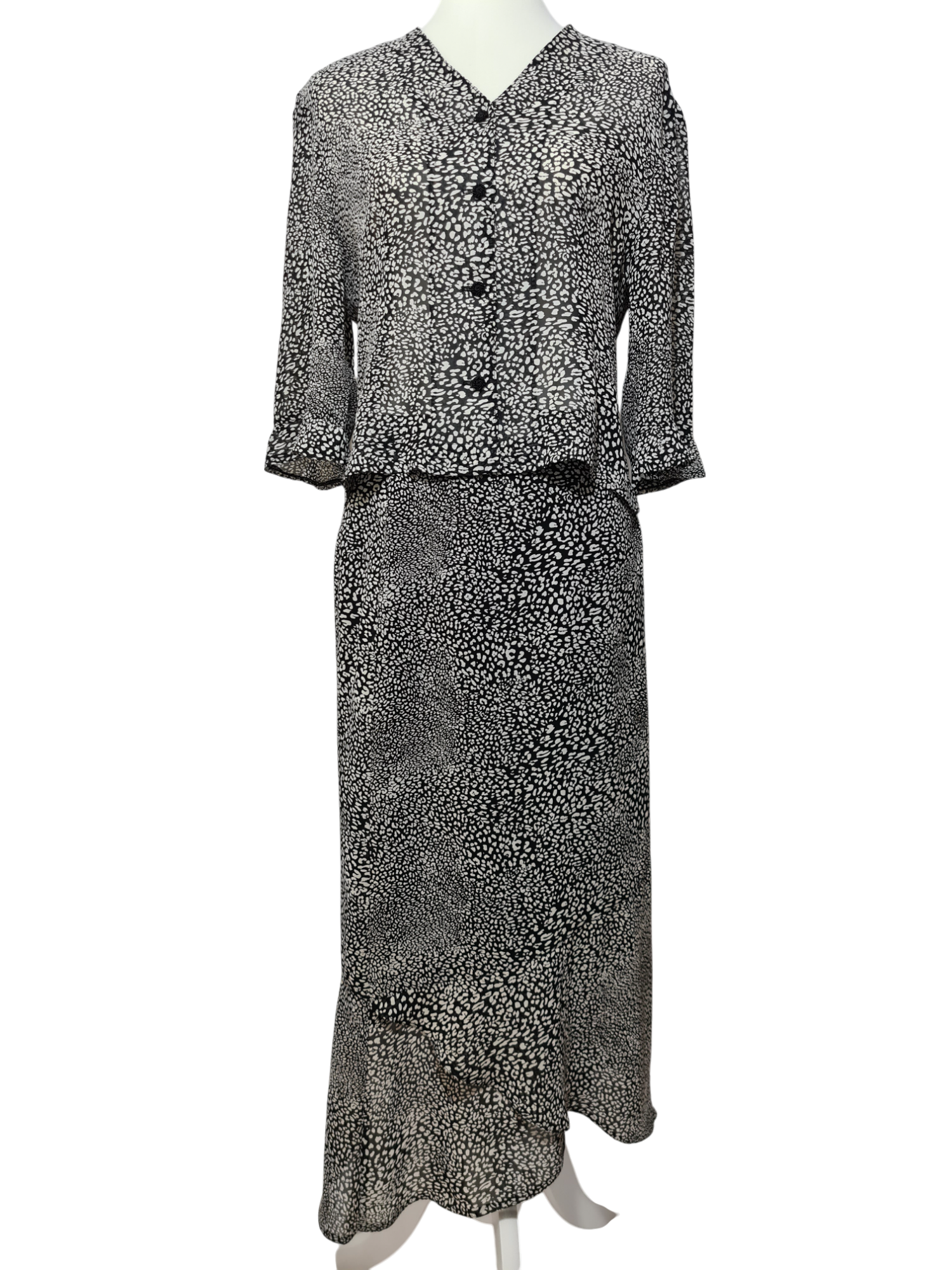 Ensemble jupe longue + haut boutonné des années 80-90 EMMAUS