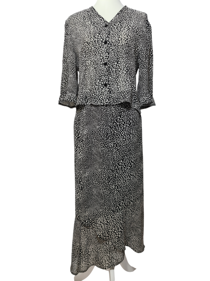 Ensemble jupe longue + haut boutonné des années 80-90 EMMAUS