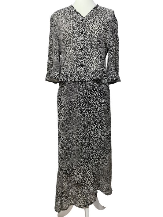 Ensemble jupe longue + haut boutonné des années 80-90 EMMAUS