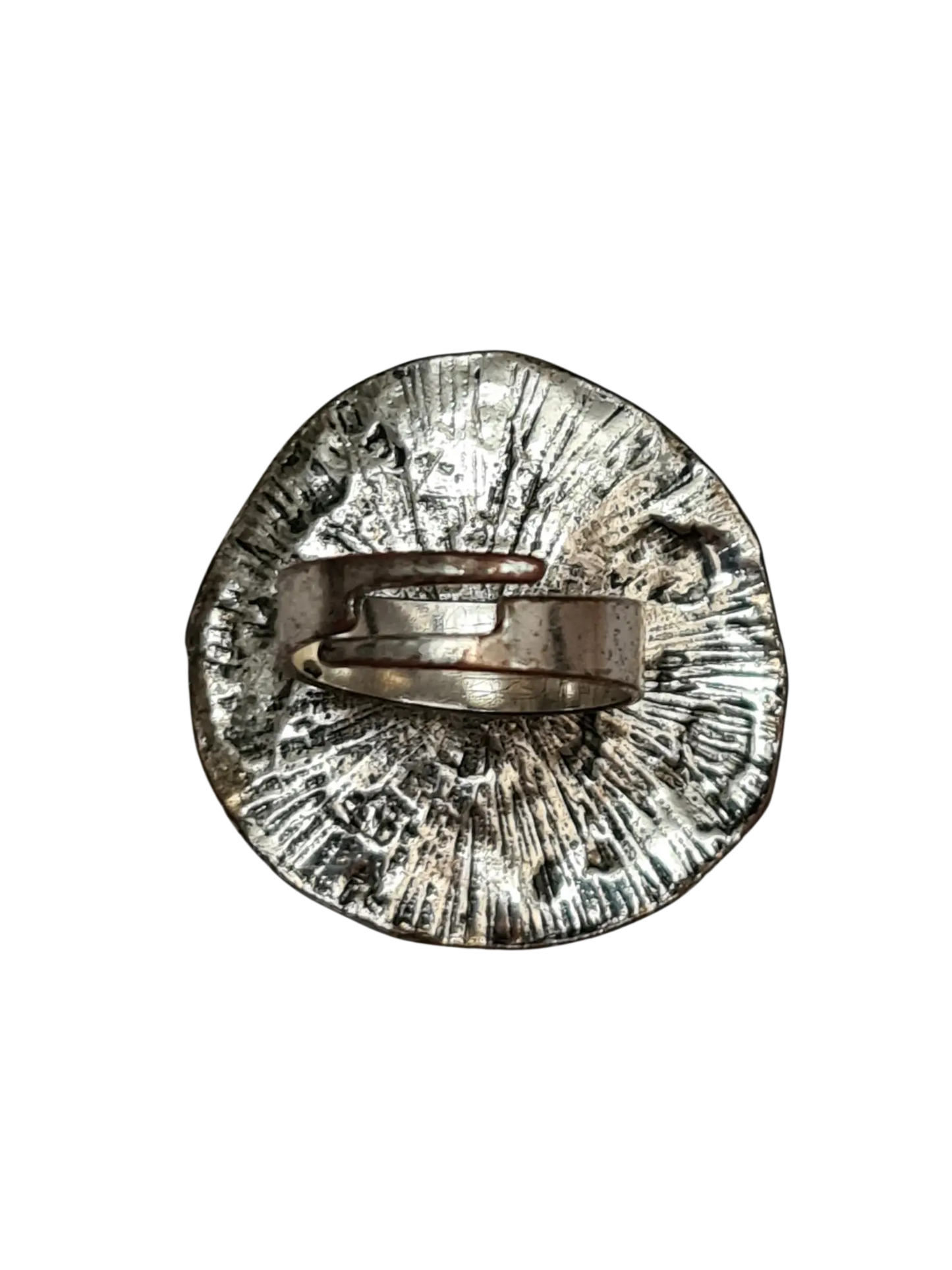 Bague ajustable médaillon argenté des années 80-90