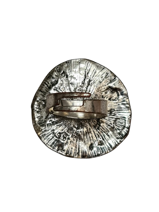 Bague ajustable médaillon argenté des années 80-90