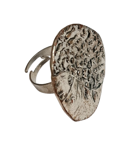 Bague ajustable médaillon argenté des années 80-90