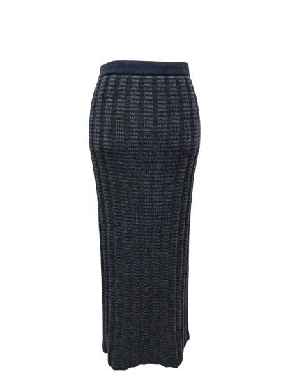 Jupe droite tricotée Bergère de France T.38 laine made in France vintage 80s EMMAUS