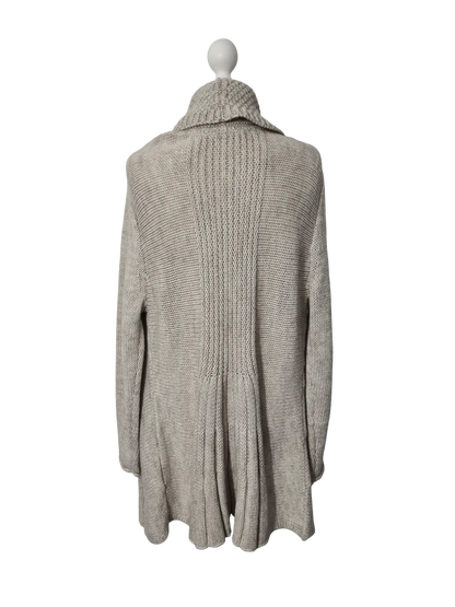 Gilet long chaud beige acrylique laine alpaga style cocooning EMMAUS