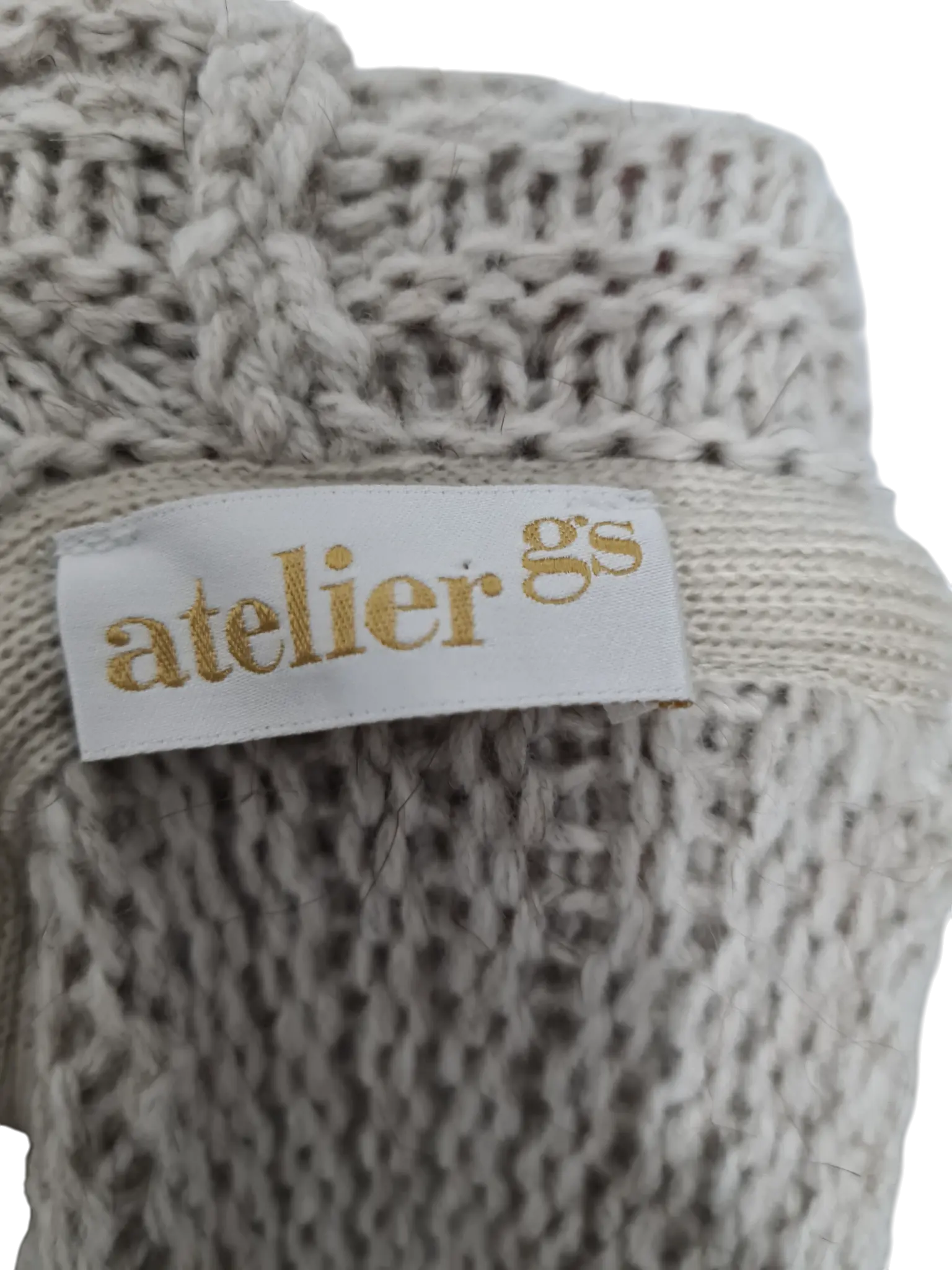 Gilet long chaud beige acrylique laine alpaga style cocooning EMMAUS