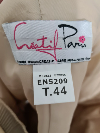 Ensemble soirée satin beige doré Créatif Paris T44 bustier + jupe traîne - brodé Aucun fournisseur