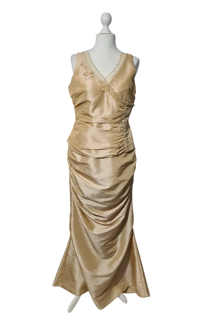Ensemble soirée satin beige doré Créatif Paris T44 bustier + jupe traîne - brodé Aucun fournisseur