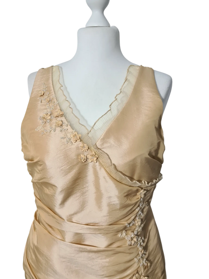 Ensemble soirée satin beige doré Créatif Paris T44 bustier + jupe traîne - brodé Aucun fournisseur