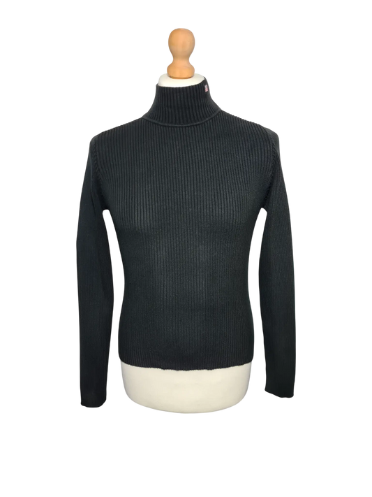 Pull Polo Ralph Lauren vintage noir col montant coton années 90 M