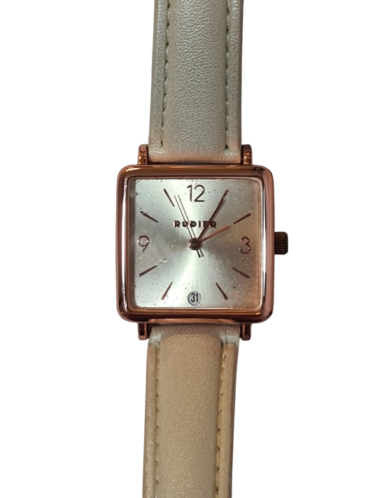 Montre Rodier quartz femme rose doré cadran carré