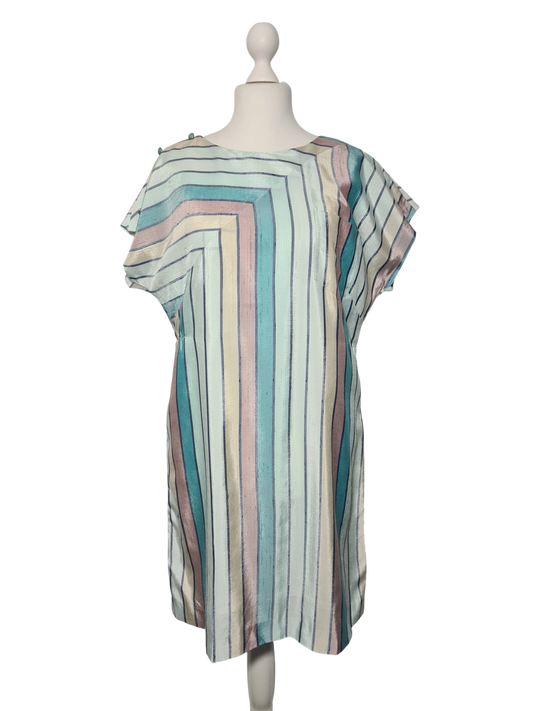 Robe vintage rayée bleue RFA années 80 T46/48 rétro