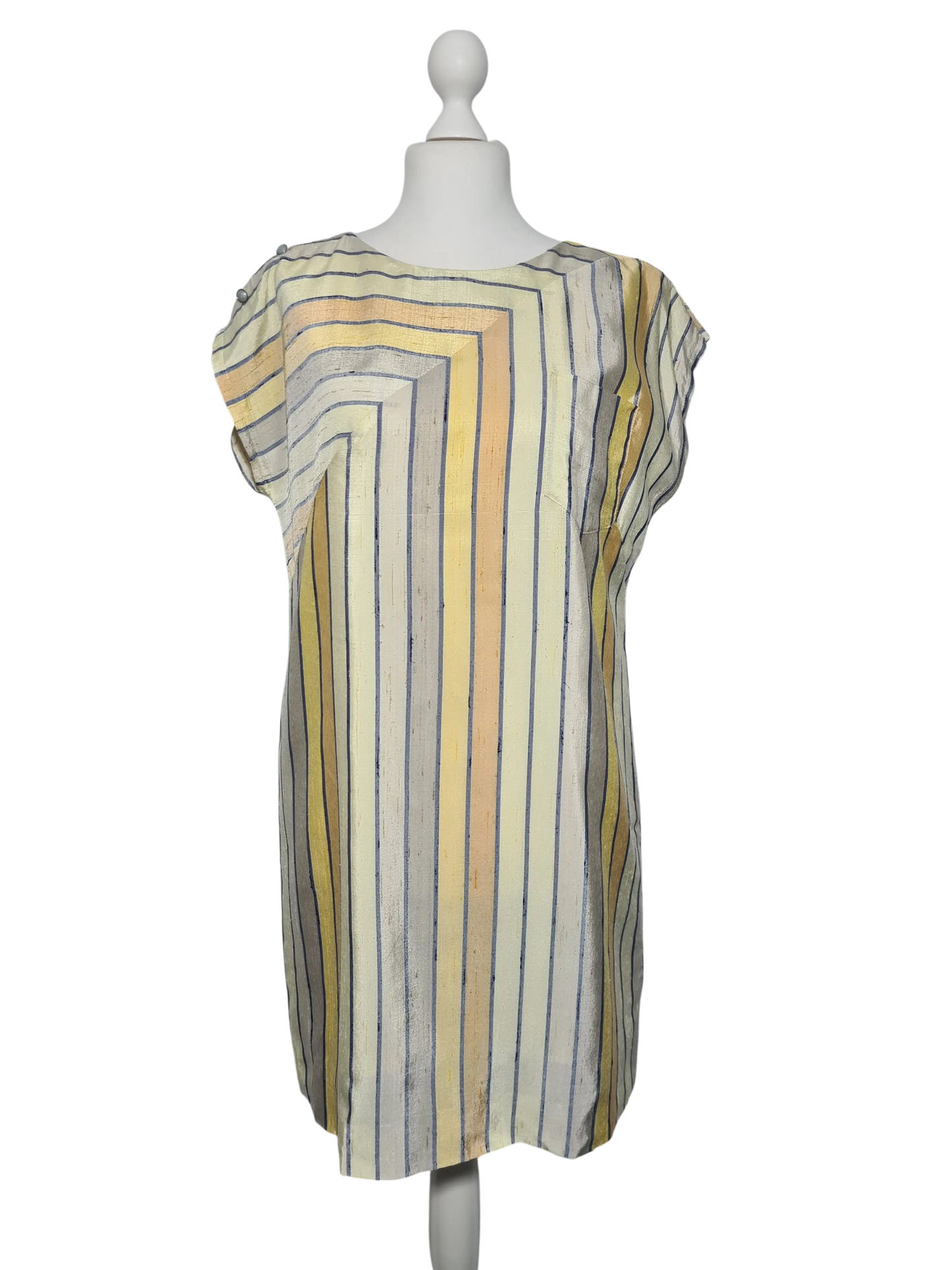 Robe vintage rayée jaune RFA années 80 T44/46 rétro