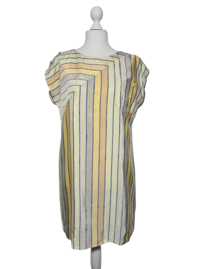 Robe vintage rayée jaune RFA années 80 T44/46 rétro